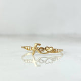 Anillo Fe Corazon 0.8gr / T6 3/4 / Circones Blancos Oro Amarillo