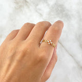 Anillo Cruz Eslabones 0.9gr / T7 / Circones Blancos-Naranjas Oro Amarillo ©