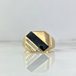 Anillo Sello Lineal 5.4gr / T10 3/4 / Circones Blancos Oro Amarillo ©