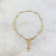 Pulso Denario Virgen Milagrosa 2.6gr / 18cm / 3mm Bolas Diamantadas Cruz Interna Oro Amarillo