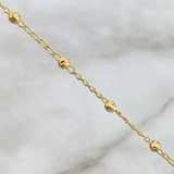 Pulso Denario Virgen Milagrosa 2.75gr / 18cm / 3mm Bolas Diamantadas Cruz Latina Oro Amarillo