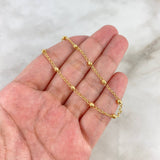 Pulso Denario Virgen Milagrosa 2.75gr / 18cm / 3mm Bolas Diamantadas Cruz Latina Oro Amarillo