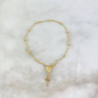 Pulso Denario Virgen Milagrosa 2.75gr / 18cm / 3mm Bolas Diamantadas Cruz Latina Oro Amarillo