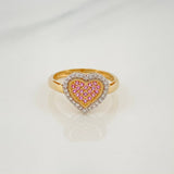 Anillo Corazon Tupido 2.5 g / T5 1/2 Dos Oros Amarillo Blanco 18K