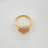 Anillo Corazon Tupido 2.5 g / T5 1/2 Dos Oros Amarillo Blanco 18K