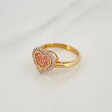 Anillo Corazon Tupido 2.5 g / T5 1/2 Dos Oros Amarillo Blanco 18K