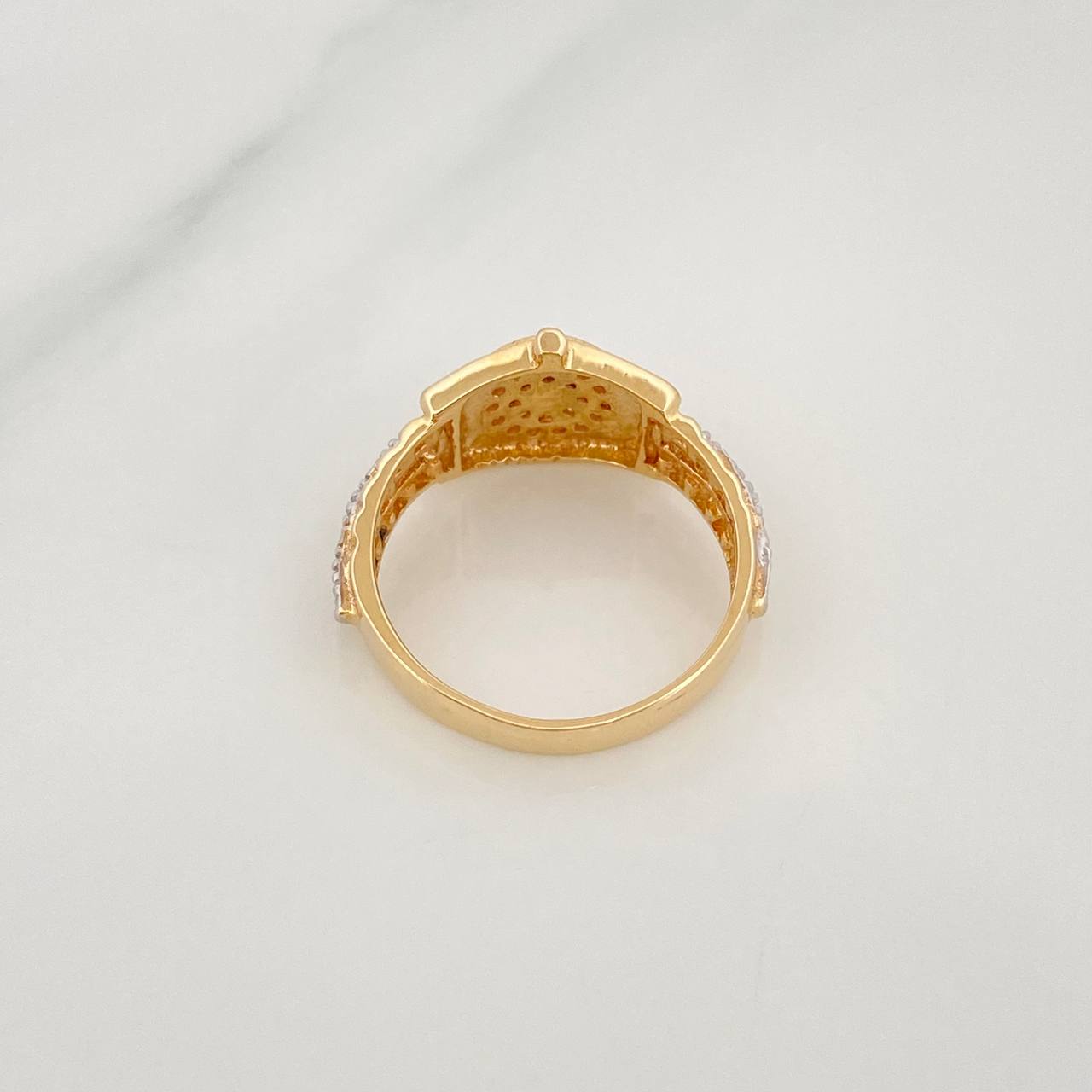 Anillo Corona 3.6 g / T6 3/4 Dos Oros Amarillo Blanco 18K