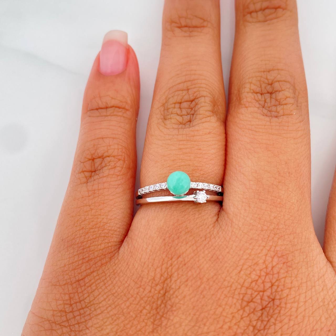Anillo Solitario Churumbela Esmeralda 72 Pts 1.95 g / T6 Plata 925