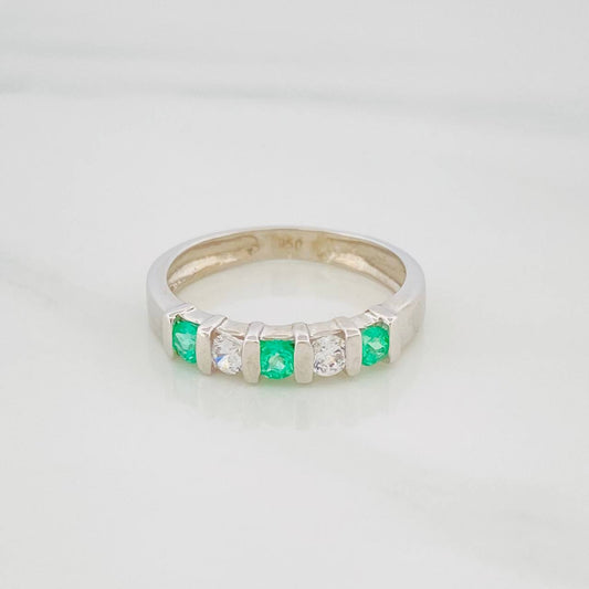 Anillo Acordeon Esmeraldas 24Pts 1.7 g / T7 1/4 Plata 925