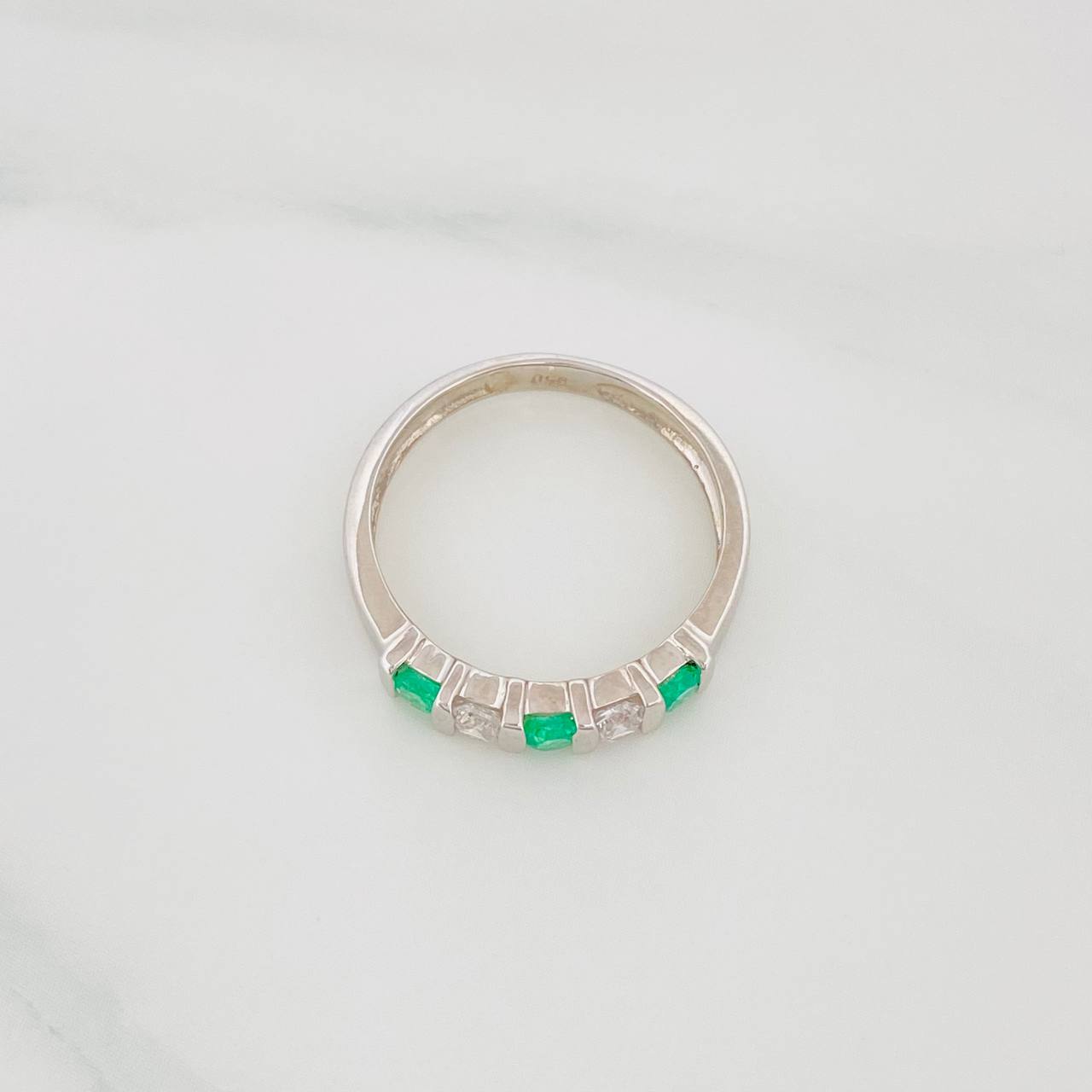Anillo Acordeon Esmeraldas 24Pts 1.7 g / T7 1/4 Plata 925