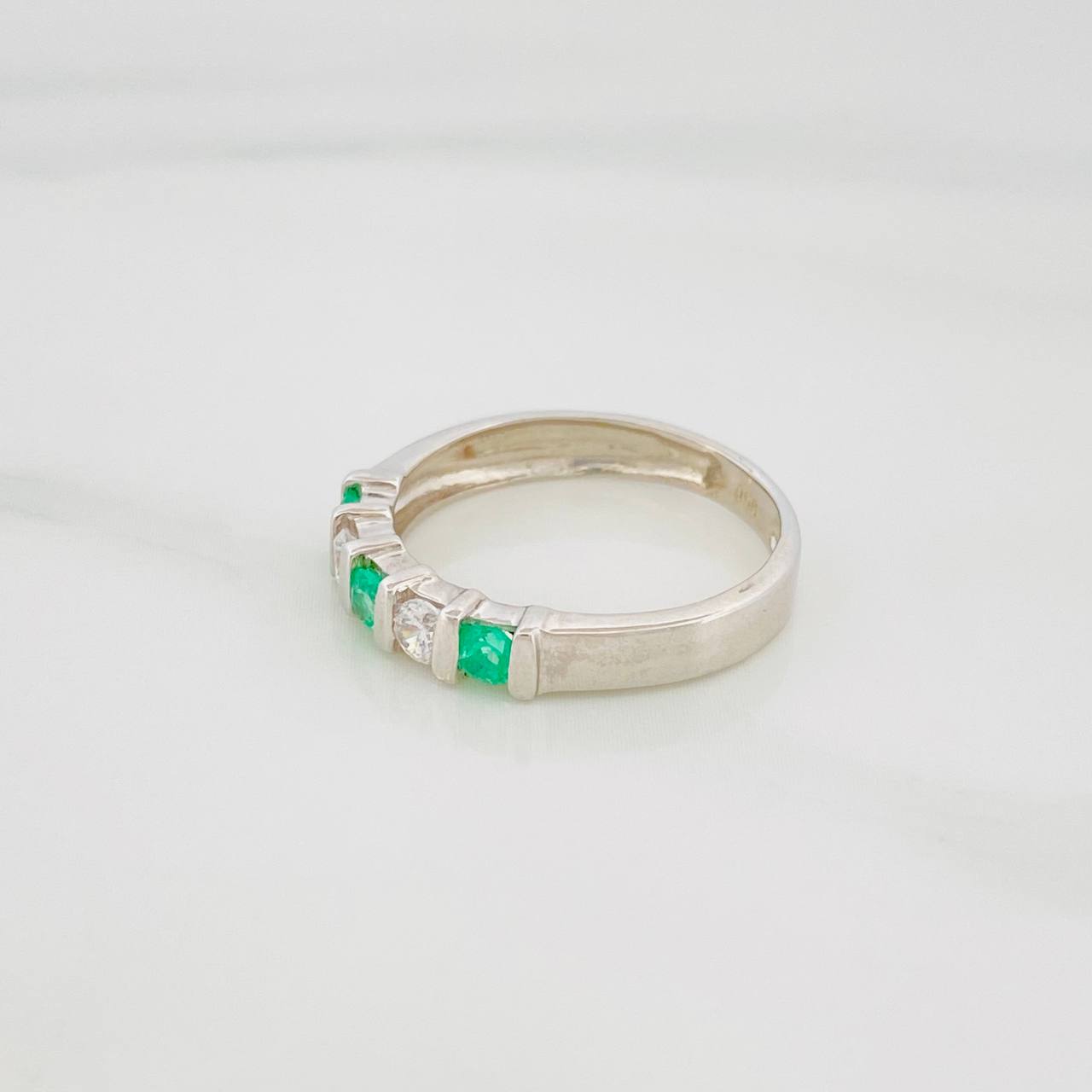 Anillo Acordeon Esmeraldas 24Pts 1.7 g / T7 1/4 Plata 925