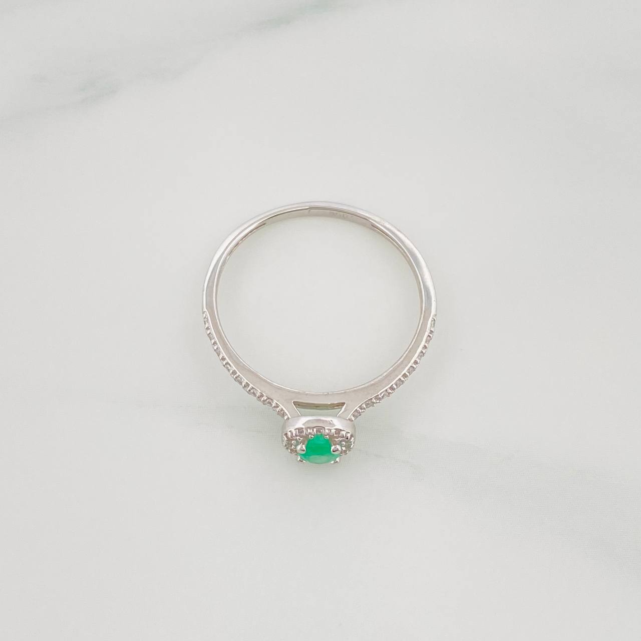 Anillo Bisel Esmeralda 15Pts 1.35 g / T6 1/4 Plata 925