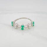 Anillo Flores Esmeraldas 39Pts 2.05 g / T7 Plata 925