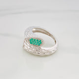 Anillo Tronco Esmeraldas 16Pts 5.6 g / T8 1/4 Plata 925