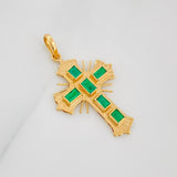 Dije Cruz Plana Esmeraldas 60Pts 2 g / 3.2 cm Oro Amarillo 18K