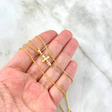 Cadena Lazo 1.1gr / 60cm + Dije Cruz Cristo Troquelada 0.35gr / 2cm Oro Amarillo (Oferta) ©