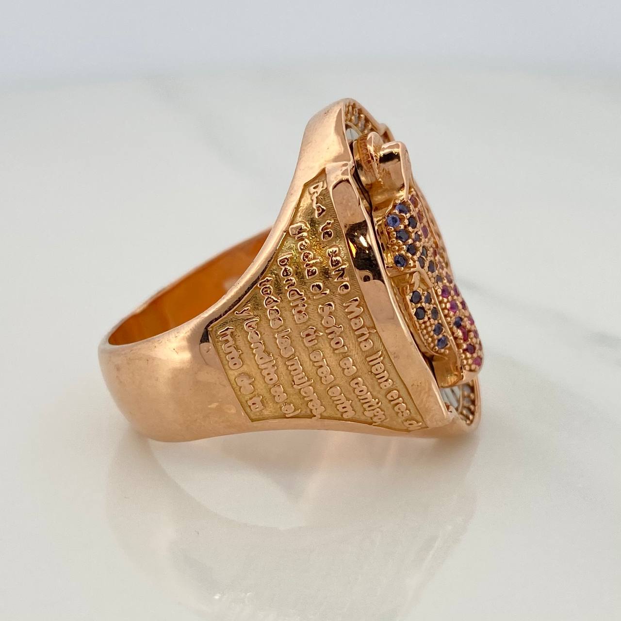 Anillo Virgen De Guadalupe 18.7gr / T12 1/4 / Oro Rosa 18K $