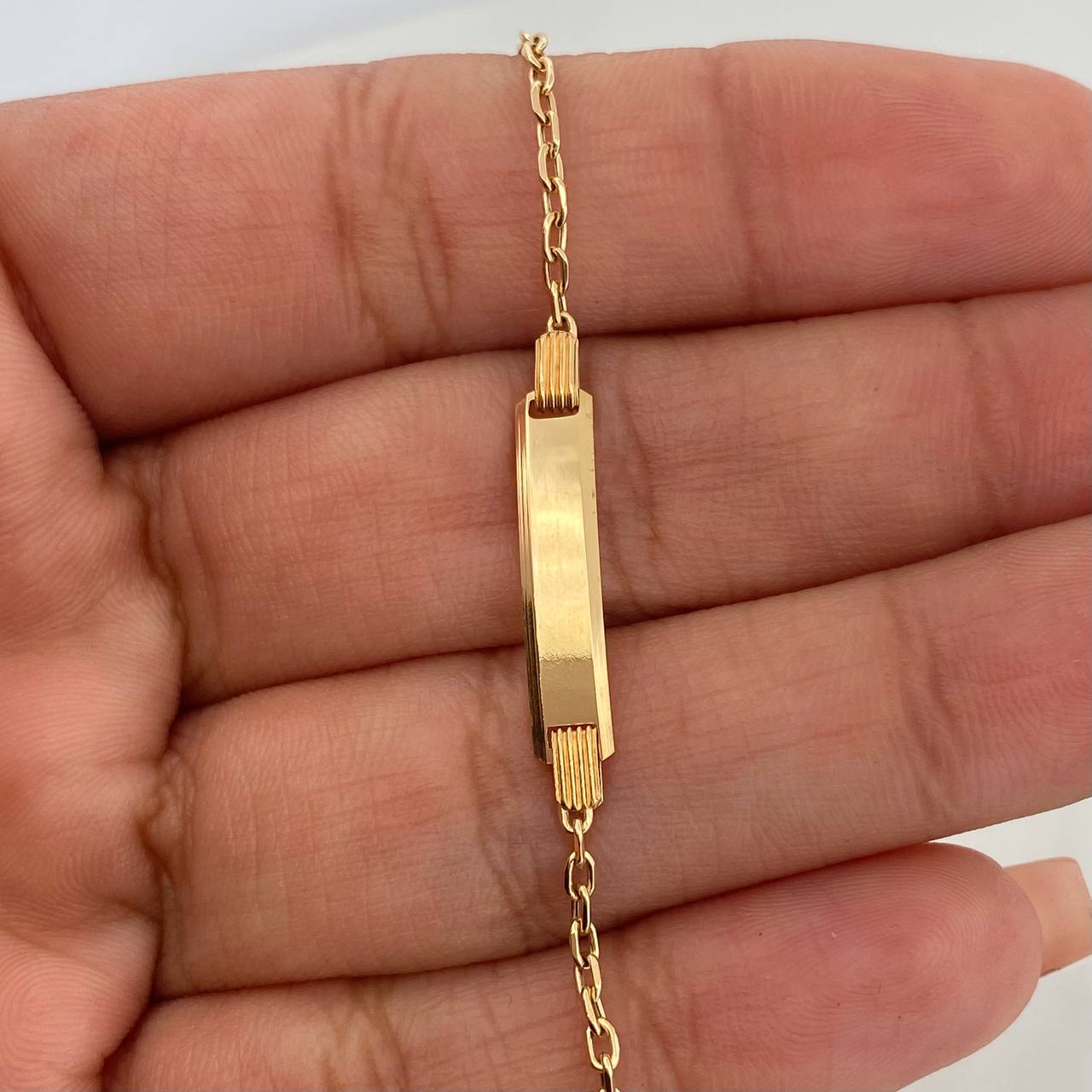 Pulso Placa Aro Seguido 1.5gr / 16cm / 1mm Oro Amarillo +3 18K %