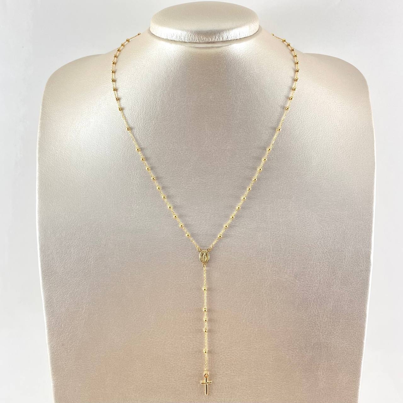 Rosario Virgen Milagrosa Cruz Lisa 3.2gr / 45cm / Oro Amarillo +4 18K ©