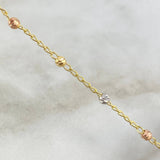 Pulso Denario Virgen Milagrosa 2.5gr / 18cm / 3mm Bolas Diamantadas Cruz Anj Tres Oros