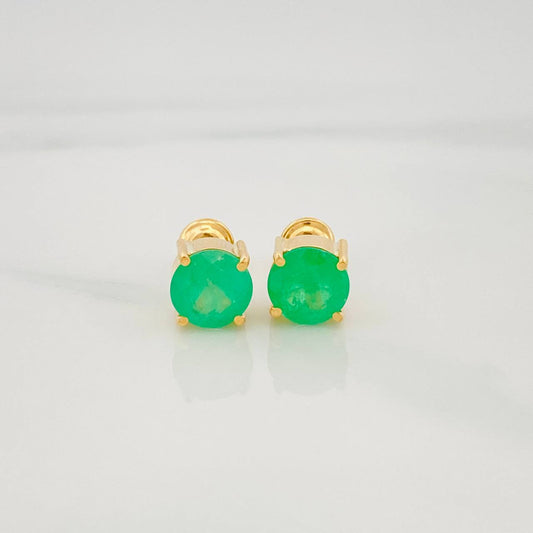 Topos Cuatro Garras Esmeraldas 2.20Qts 1.9 g / 6.65 mm Oro Amarillo 18K