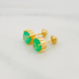 Topos Cuatro Garras Esmeraldas 2.20Qts 1.9 g / 6.65 mm Oro Amarillo 18K
