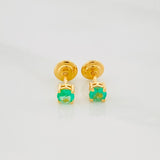 Topos Cuatro Garras Esmeralda 21Pts 0.7 g / 0.6 mm Oro Amarillo 18K
