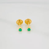 Topos Cuatro Garras Esmeraldas 09Pts 0.55 g / 2.2 mm Oro Amarillo 18K