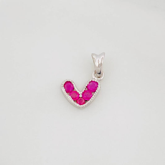 Dije Corazon Rubies 20Pts 0.5 g / 1.02 cm Plata 925