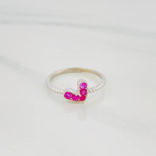 Anillo Corazon Rubies 20Pts 1.4 g / T6 1/2 Plata 925