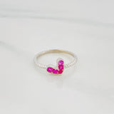 Anillo Corazon Rubies 20Pts 1.4 g / T6 1/2 Plata 925