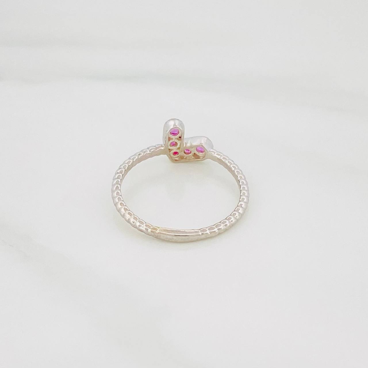 Anillo Corazon Rubies 20Pts 1.4 g / T6 1/2 Plata 925