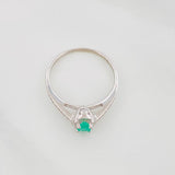 Anillo Halo Esmeralda 22Pts 1.35 g / T6 1/2 Plata 925