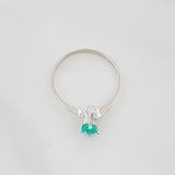 Anillo Rombo Esmeralda 22 Pts 1 g / T6 1/2 Plata 925