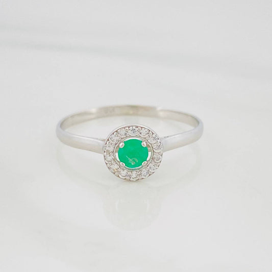 Anillo Bisel Esmeralda 14Pts 1.15 g / T6 1/2 Plata 925