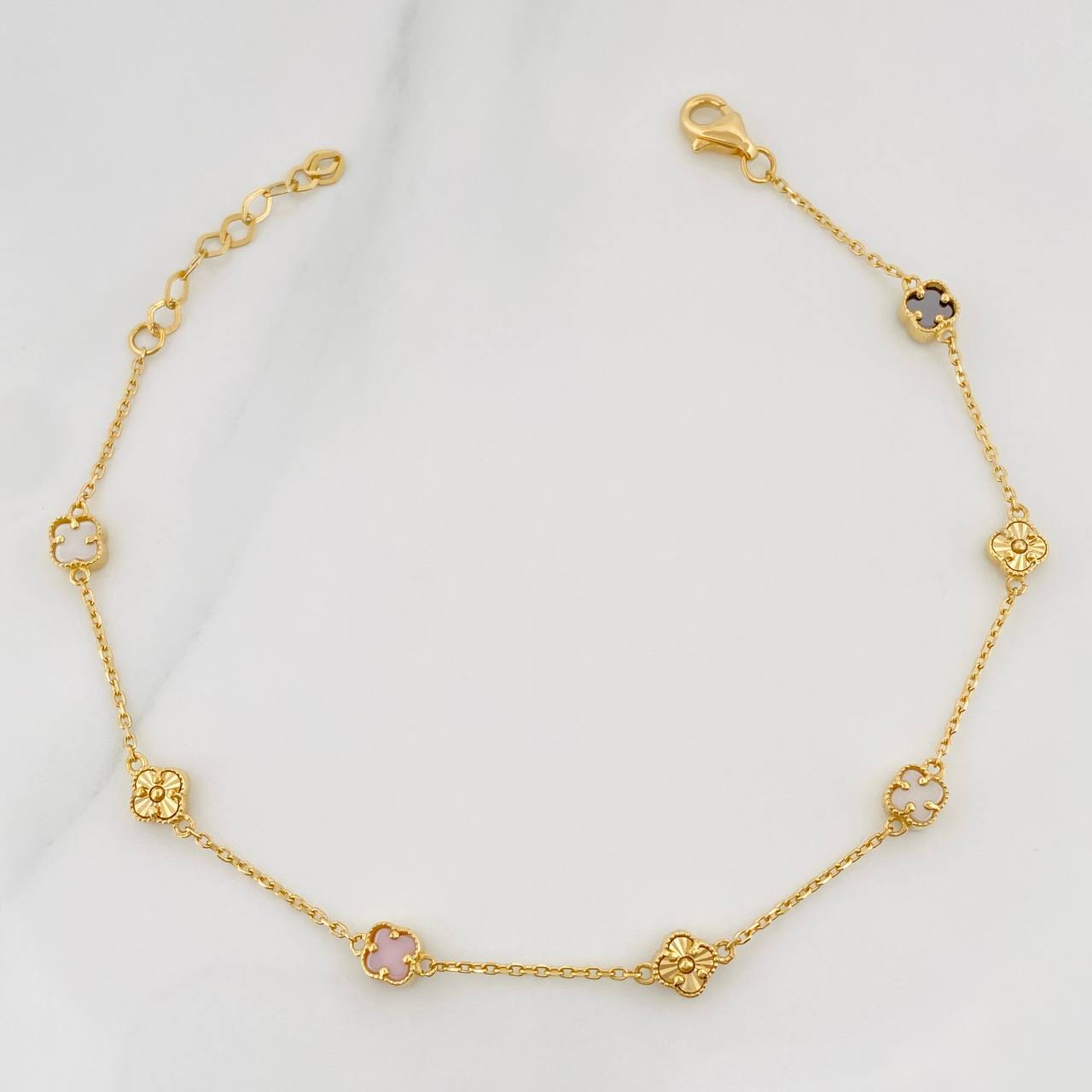 Pulso Aro Seguido Trebol 3.15 g / 21 cm / 0.6 mm Oro Amarillo 18K