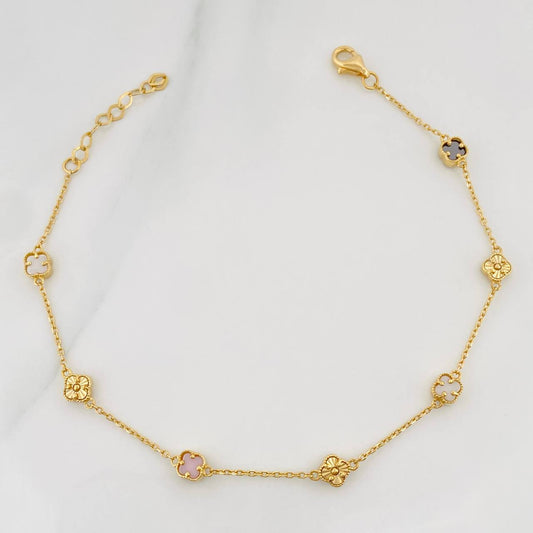 Pulso Aro Seguido Trebol 3.15 g / 21 cm / 0.6 mm Oro Amarillo 18K
