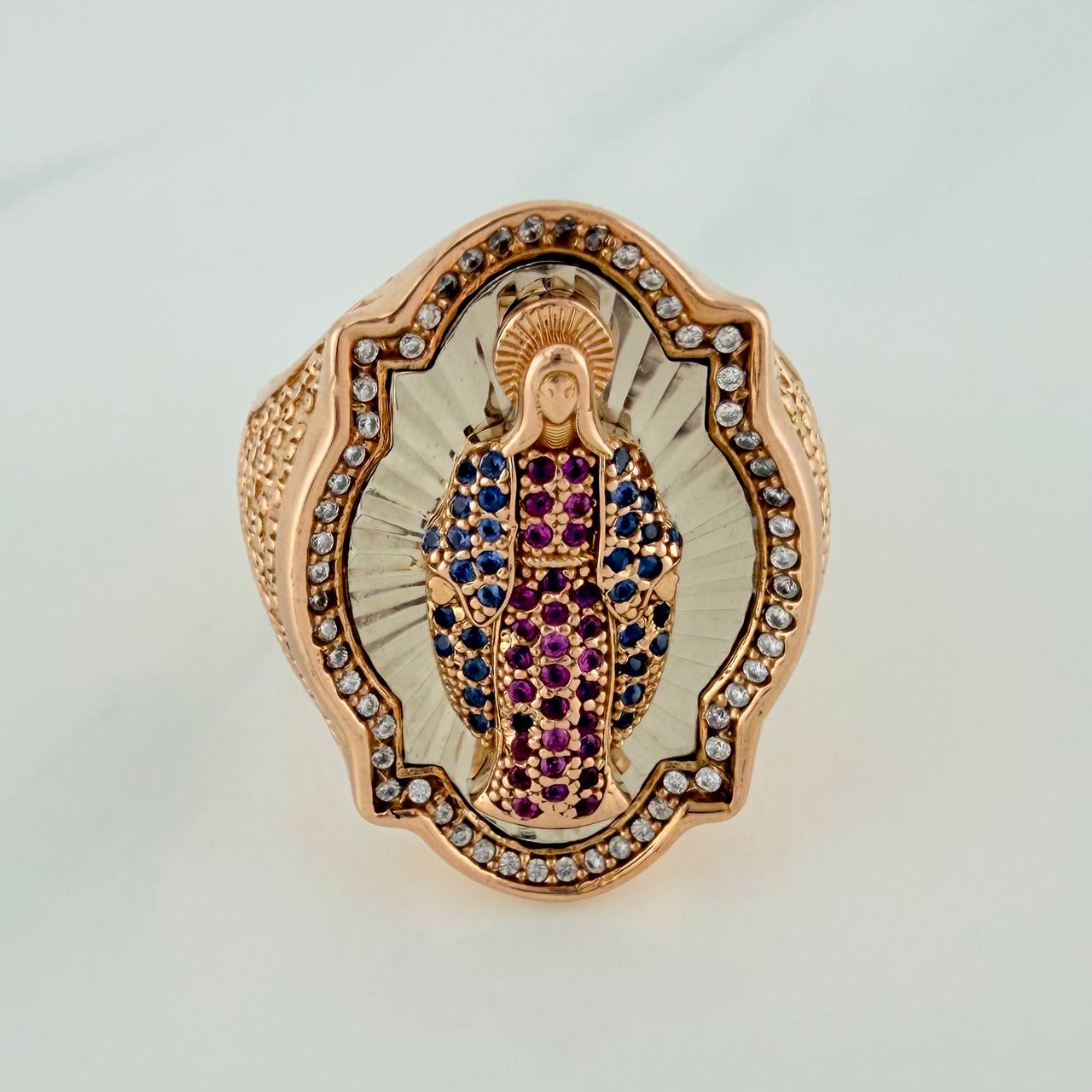 Anillo Virgen De Guadalupe 18.7gr / T12 1/4 / Oro Rosa 18K $
