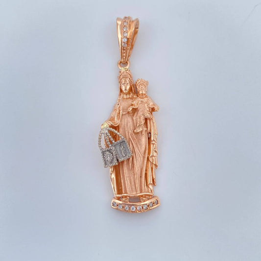 Dije Virgen Del Carmen 6.05gr / 4.5cm / Dos Oros Blanco Rosa 18K %