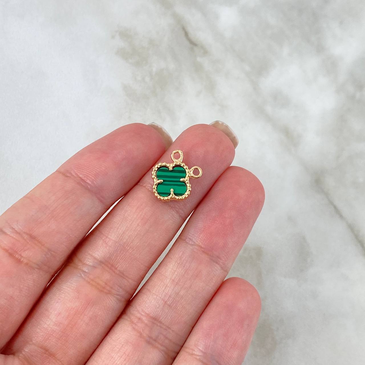 Herraje Trebol VCyA 1.25gr / 1cm / Verde Malaquita Oro Amarillo +4