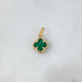 Dije Trebol VCyA 1.3gr / 1.8cm / Verde Malaquita Oro Amarillo +4