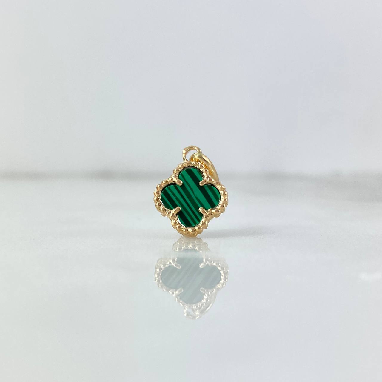 Dije Trebol VCyA 1.3gr / 1.8cm / Verde Malaquita Oro Amarillo +4