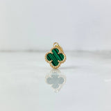 Dije Trebol VCyA 1.25gr / 1.7cm / Malaquita Verde Punteado Oro Amarillo Nac.Esp. 18K *
