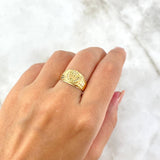Anillo Cinturón Corona 7.3gr / T6 1/4 / Circones Blancos Oro Amarillo