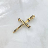 Dije Cruz Clavo 4.15gr / 4.5cm / Circones Negros  Oro Amarillo 18K ©