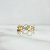 Anillo Aros Entrelazados Corazón Colgante 3gr / T6 1/4 / Circones Blancos Tres Oros 18K ©