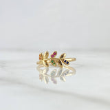Anillo Hojas De Laureola 1.55gr / T5 1/2 / Circones Multicolor Oro Amarillo 18K ©