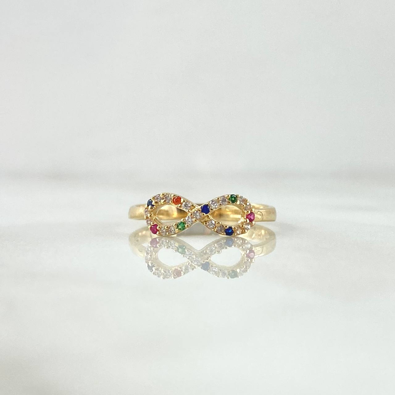 Anillo Infinito Lemniscata 1.5gr / T6 / Circones Multicolor Oro Amarillo 18K ©