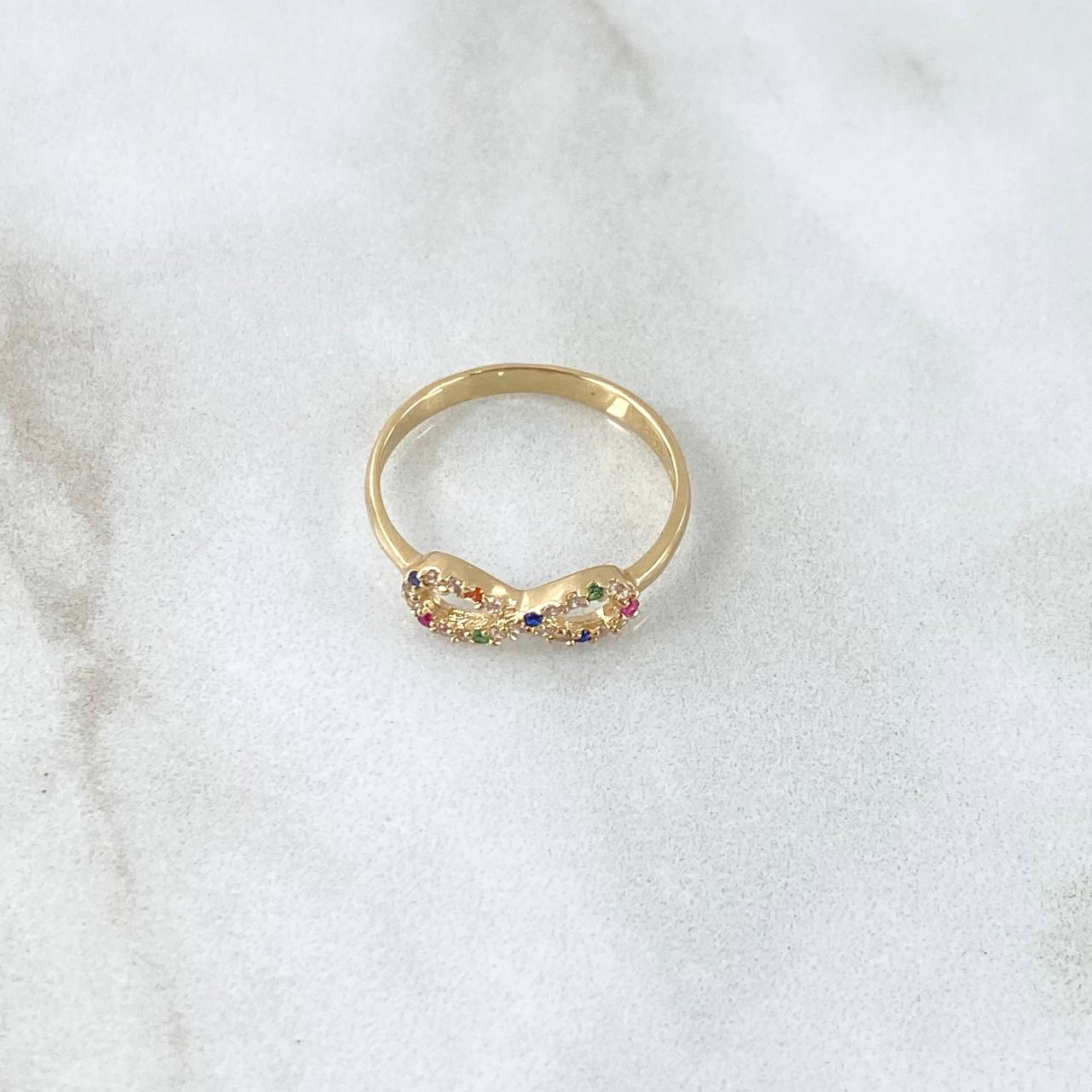 Anillo Infinito Lemniscata 1.5gr / T6 / Circones Multicolor Oro Amarillo 18K ©