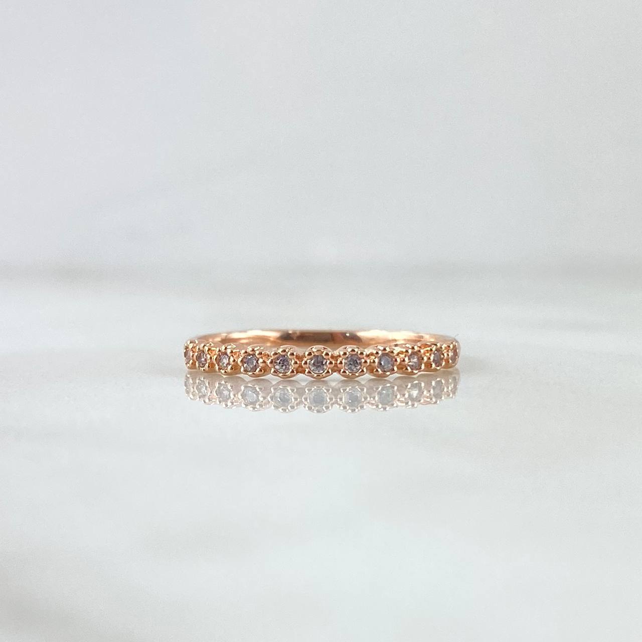 Anillo Linea de Ojos 1.45gr / T7 3/4 / Circones Blancos Oro Rosa 18K ©
